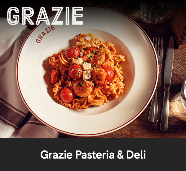 Pastarätt med tomatsås, körsbärstomater och örter från Grazie Pasteria & Deli